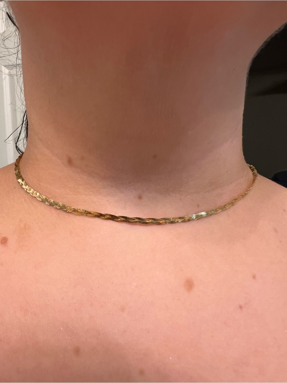 14k solid yellowGold braided Choker Necklace - Women's Jewelry